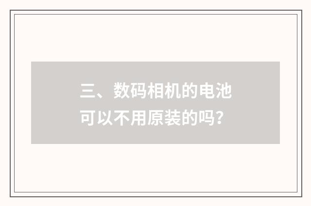 三、数码相机的电池可以不用原装的吗？