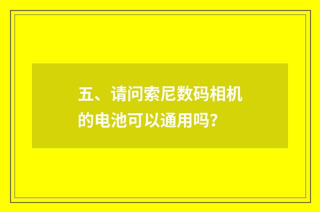 五、请问索尼数码相机的电池可以通用吗？