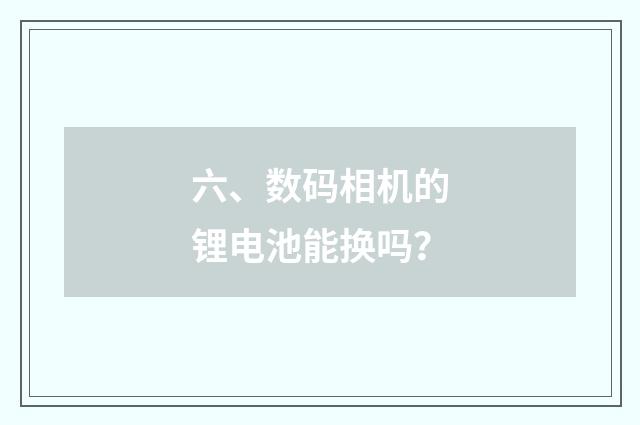 六、数码相机的锂电池能换吗?