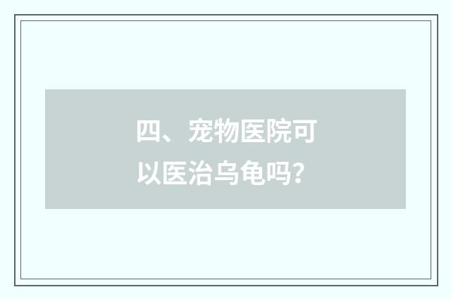 四、宠物医院可以医治乌龟吗？