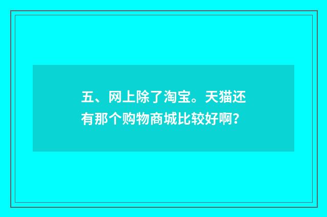 五、网上除了淘宝。天猫还有那个购物商城比较好啊？