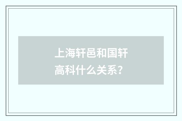 上海轩邑和国轩高科什么关系？