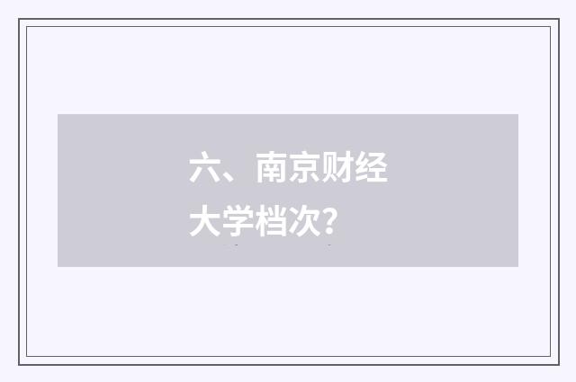 六、南京财经大学档次?