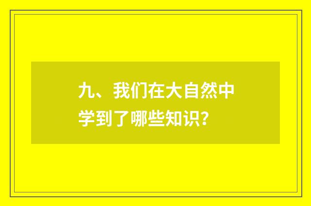 九、我们在大自然中学到了哪些知识?