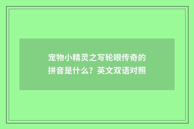 宠物小精灵之写轮眼传奇的拼音是什么？英文双语对照