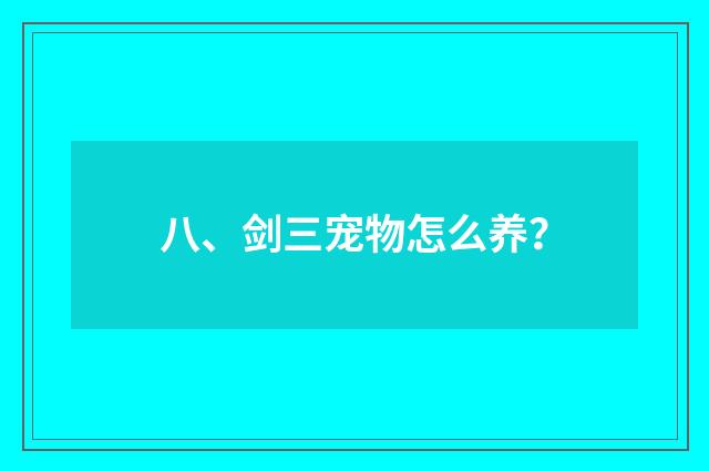 八、剑三宠物怎么养？
