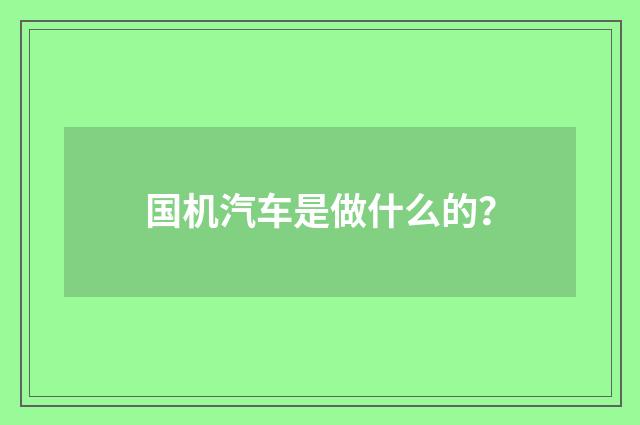 国机汽车是做什么的?