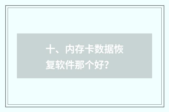 十、内存卡数据恢复软件那个好?