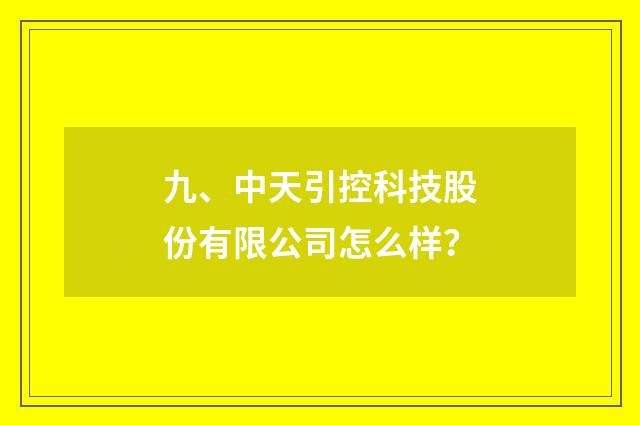 九、中天引控科技股份有限公司怎么样？