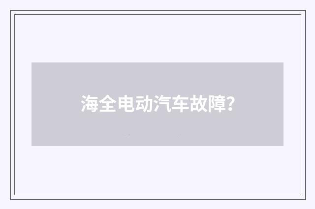 海全电动汽车故障?