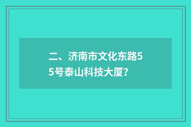 二、济南市文化东路55号泰山科技大厦?