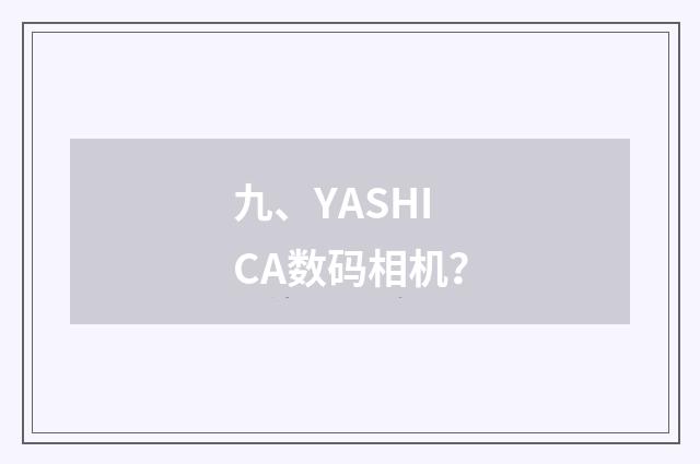 九、YASHICA数码相机?