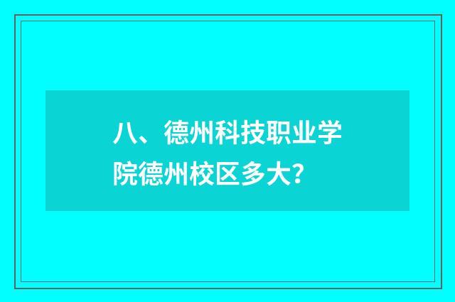 八、德州科技职业学院德州校区多大？