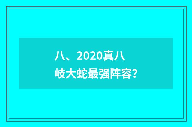 八、2020真八岐大蛇最强阵容？