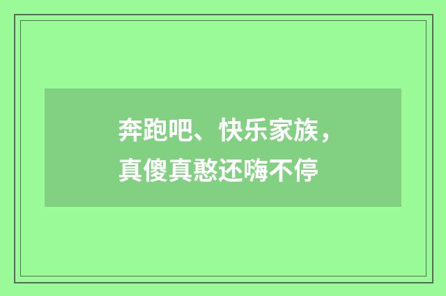 奔跑吧、快乐家族，真傻真憨还嗨不停