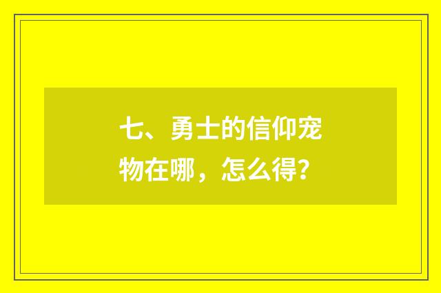 七、勇士的信仰宠物在哪,怎么得?