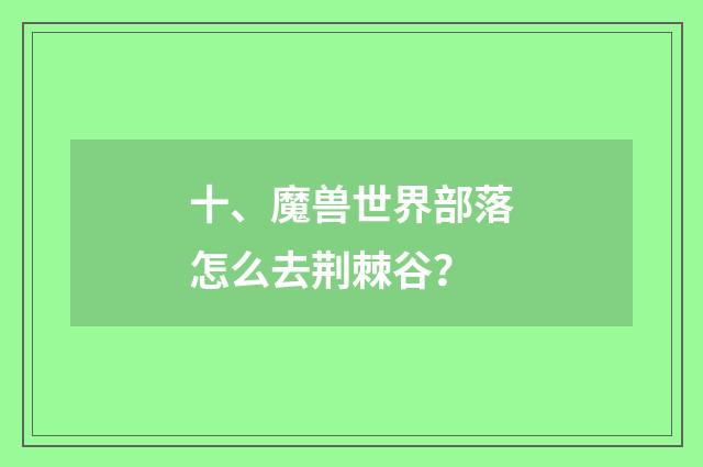 十、魔兽世界部落怎么去荆棘谷？