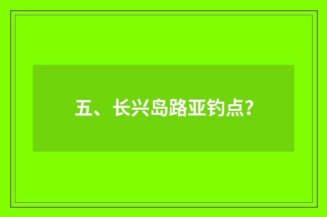 五、长兴岛路亚钓点?