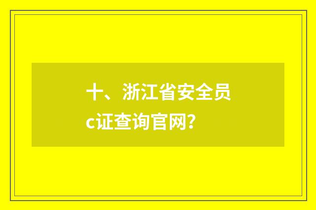 十、浙江省安全员c证查询官网？