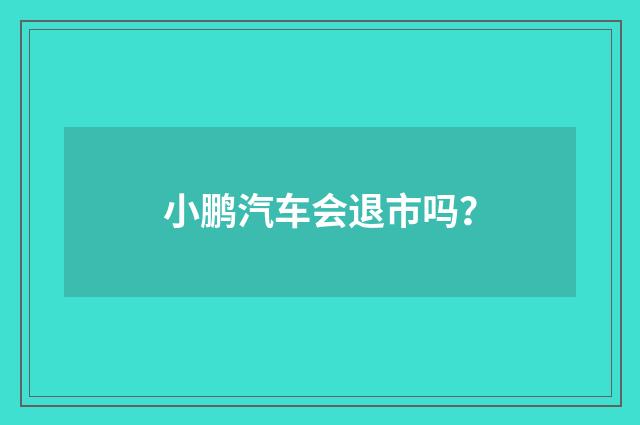 小鹏汽车会退市吗？