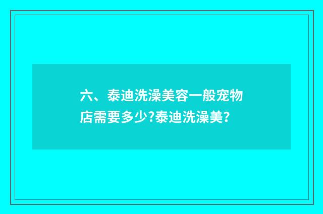 六、泰迪洗澡美容一般宠物店需要多少?泰迪洗澡美？