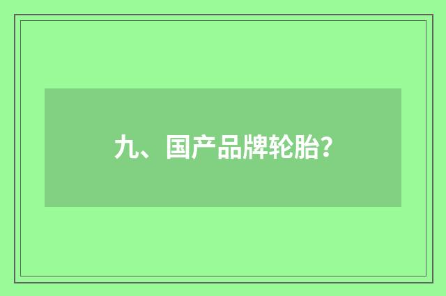 九、国产品牌轮胎？