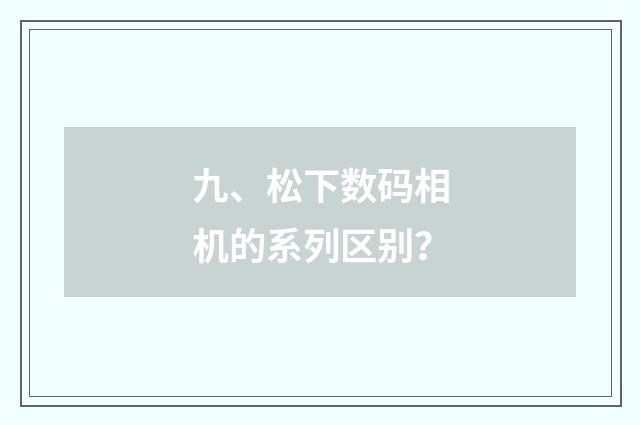 九、松下数码相机的系列区别?
