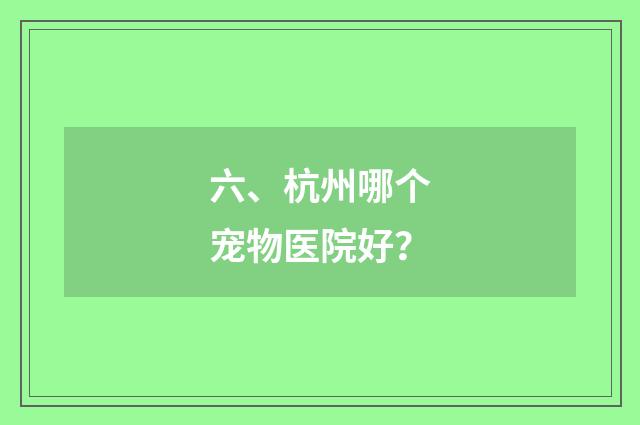 六、杭州哪个宠物医院好?