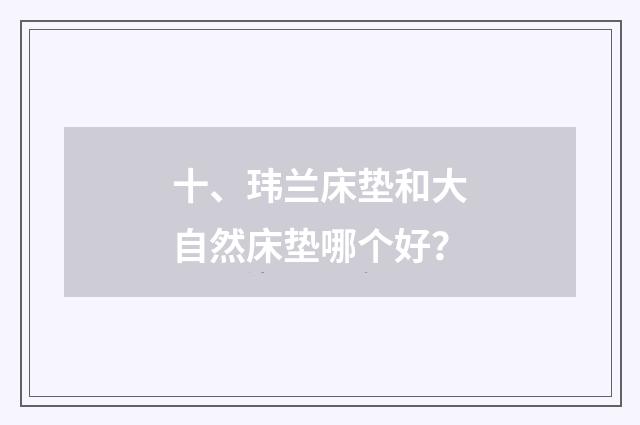 十、玮兰床垫和大自然床垫哪个好？