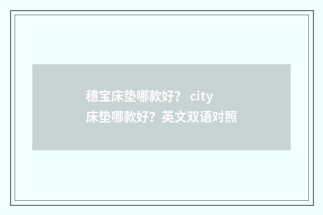 穗宝床垫哪款好？ city床垫哪款好？英文双语对照