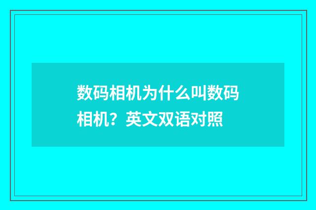 数码相机为什么叫数码相机？英文双语对照