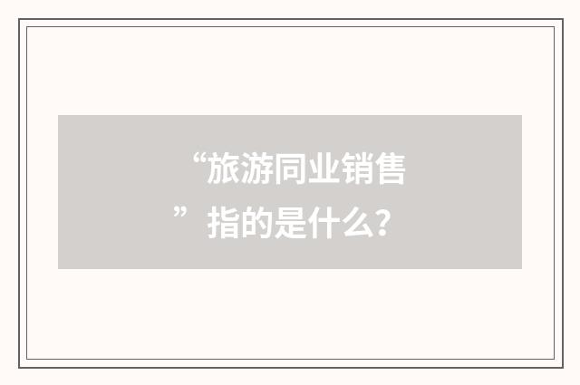 “旅游同业销售”指的是什么？
