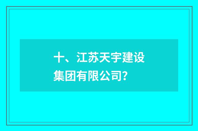 十、江苏天宇建设集团有限公司?