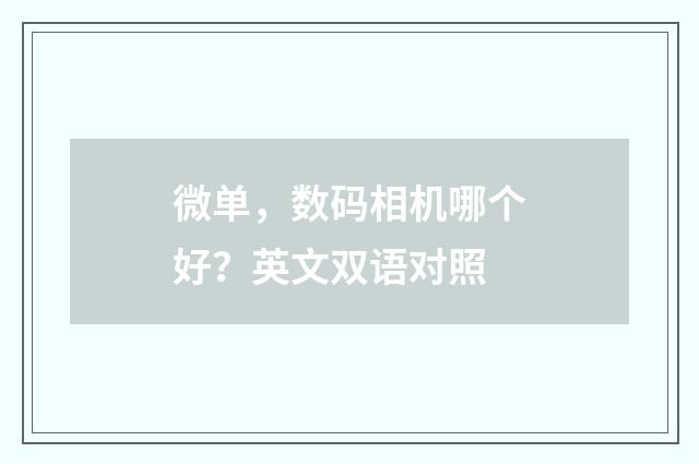 微单,数码相机哪个好?英文双语对照