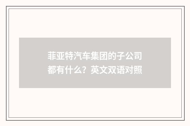 菲亚特汽车集团的子公司都有什么？英文双语对照