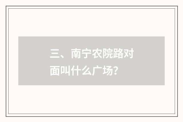 三、南宁农院路对面叫什么广场？
