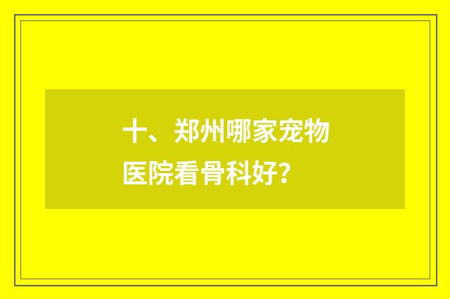 十、郑州哪家宠物医院看骨科好？