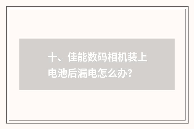 十、佳能数码相机装上电池后漏电怎么办？