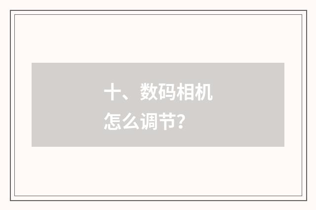 十、数码相机怎么调节？