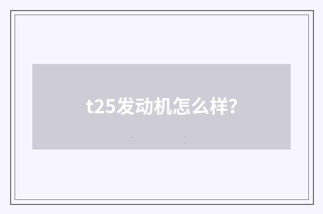 t25发动机怎么样？