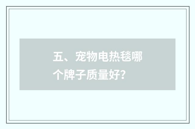 五、宠物电热毯哪个牌子质量好？