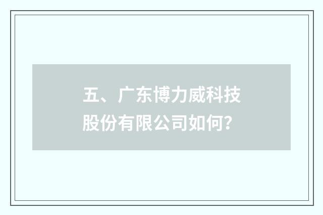五、广东博力威科技股份有限公司如何?