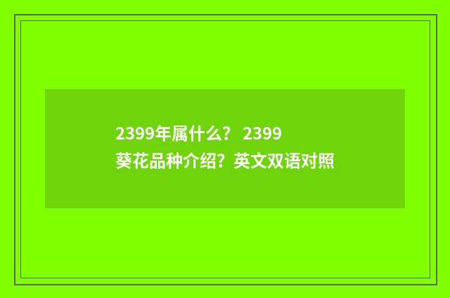 2399年属什么？ 2399葵花品种介绍？英文双语对照