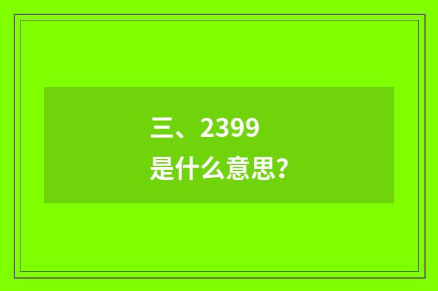 三、2399是什么意思？