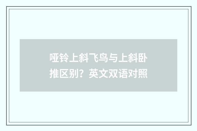 哑铃上斜飞鸟与上斜卧推区别?英文双语对照