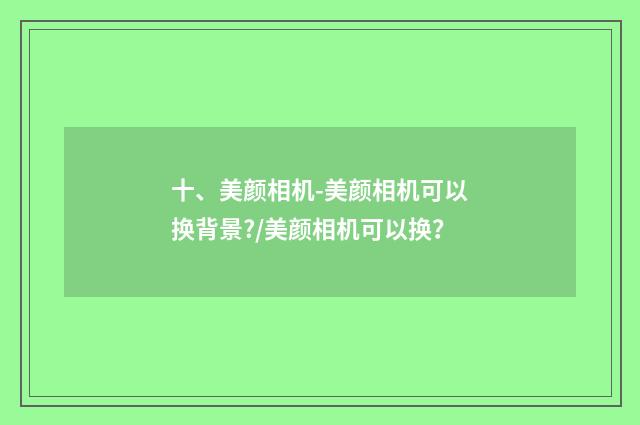 十、美颜相机-美颜相机可以换背景?/美颜相机可以换？