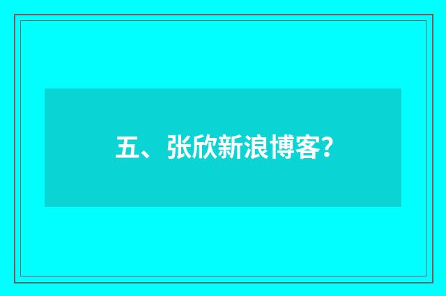 五、张欣新浪博客?