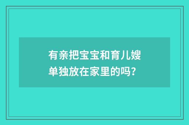 有亲把宝宝和育儿嫂单独放在家里的吗?