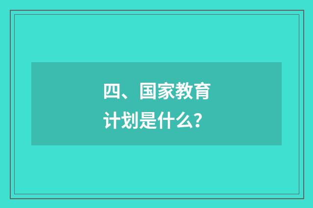 四、国家教育计划是什么?