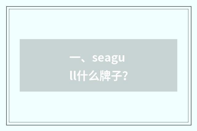 一、seagull什么牌子？